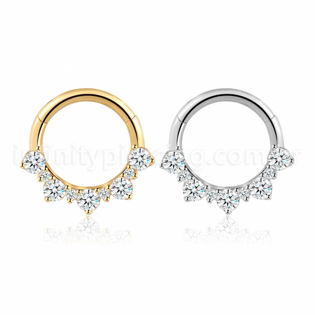 Piercing Argola Aço Cirúrgico Detalhe Zircônia